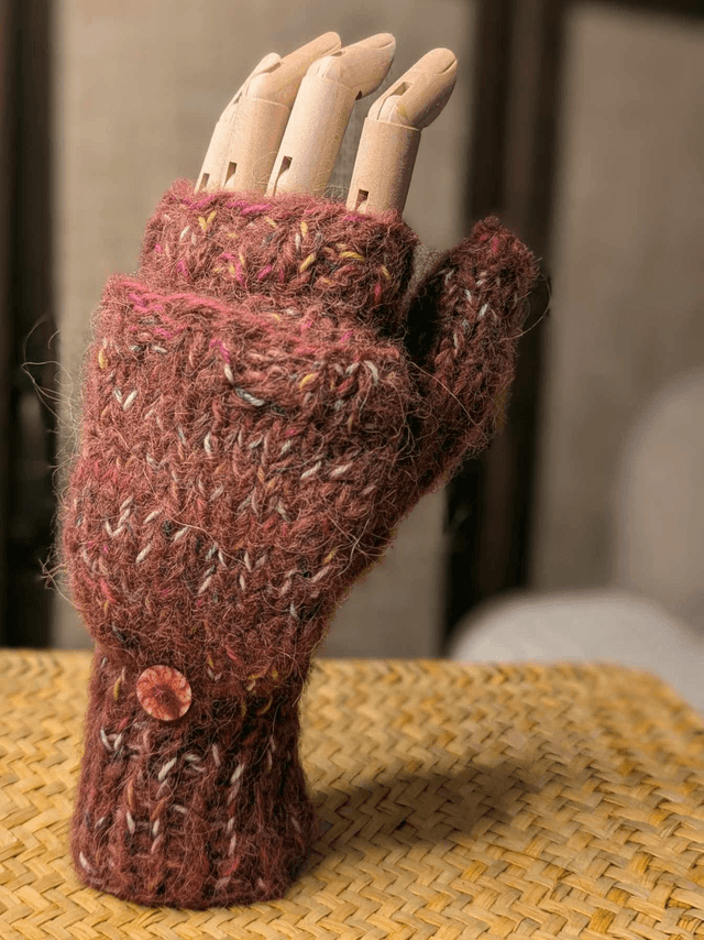 Moufl'taine bordeaux et confettis - effet tweed 