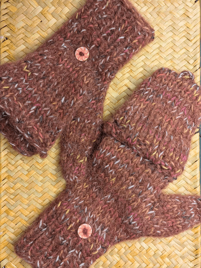 Moufl'taine bordeaux et confettis - effet tweed 
