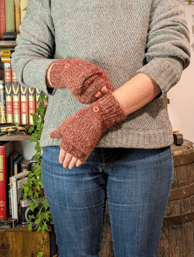 Moufl'taine bordeaux et confettis - effet tweed 