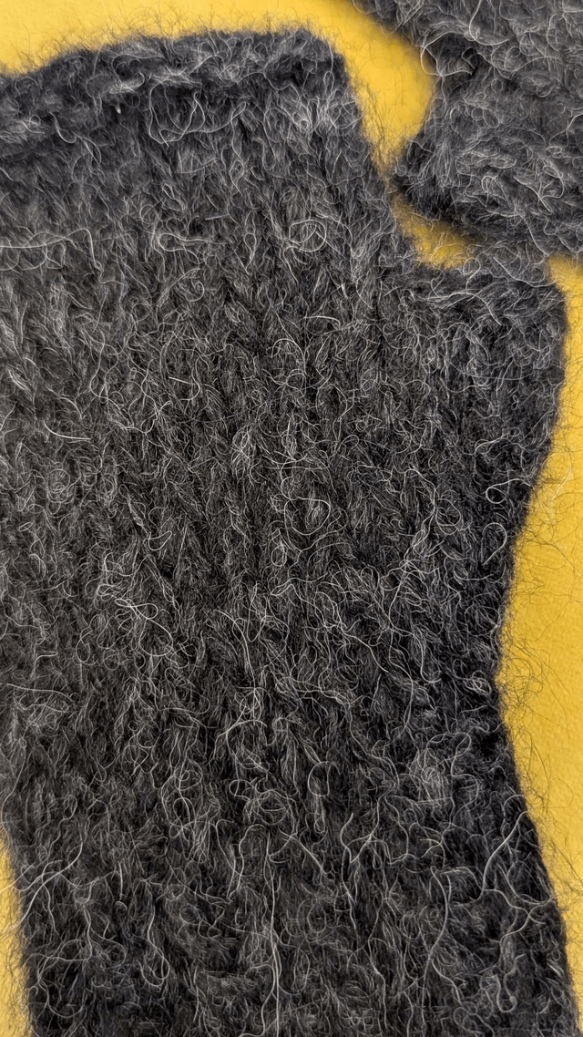 Mitaines noir-gris chiné, en laine Alpaga merinos et soie