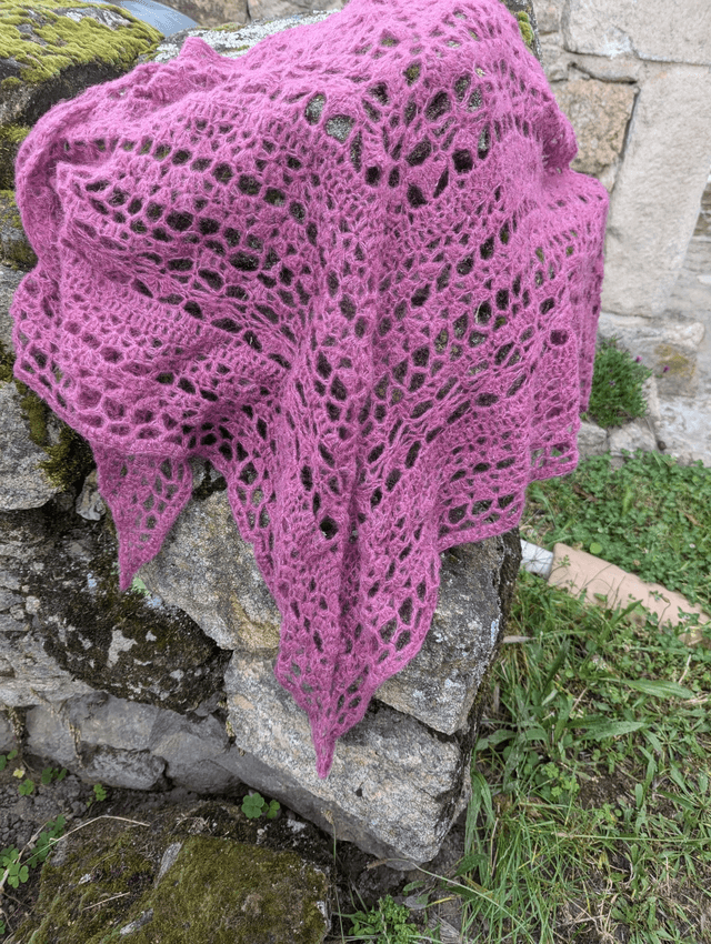 Châle fabriqué en France au crochet Alpaga et soie