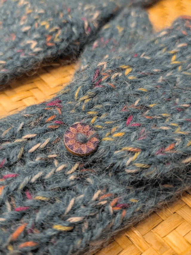 Moufl'taine bleu et confettis - effet tweed