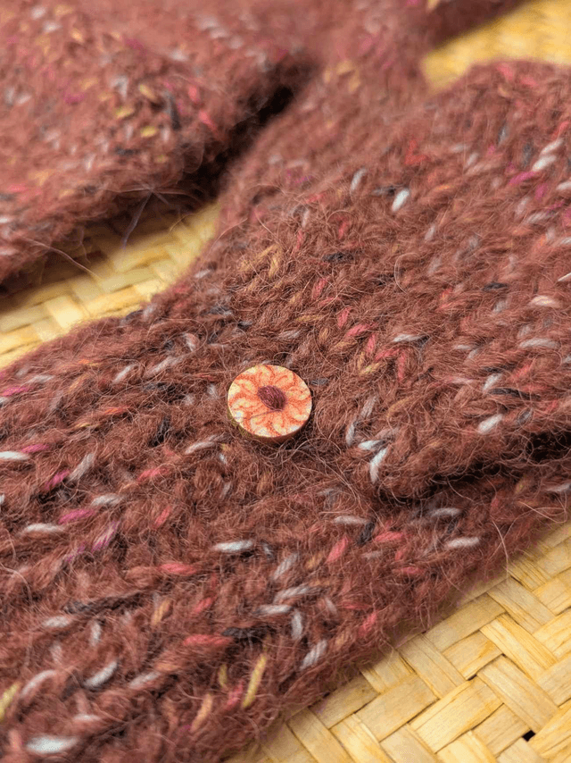 Moufl'taine bordeaux et confettis - effet tweed 