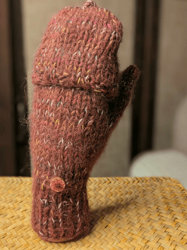 Moufl'taine bordeaux et confettis - effet tweed 