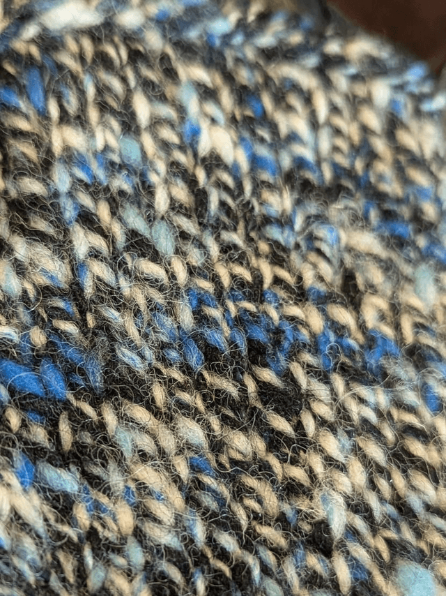 Mitaines en laine française bleu filée à la main