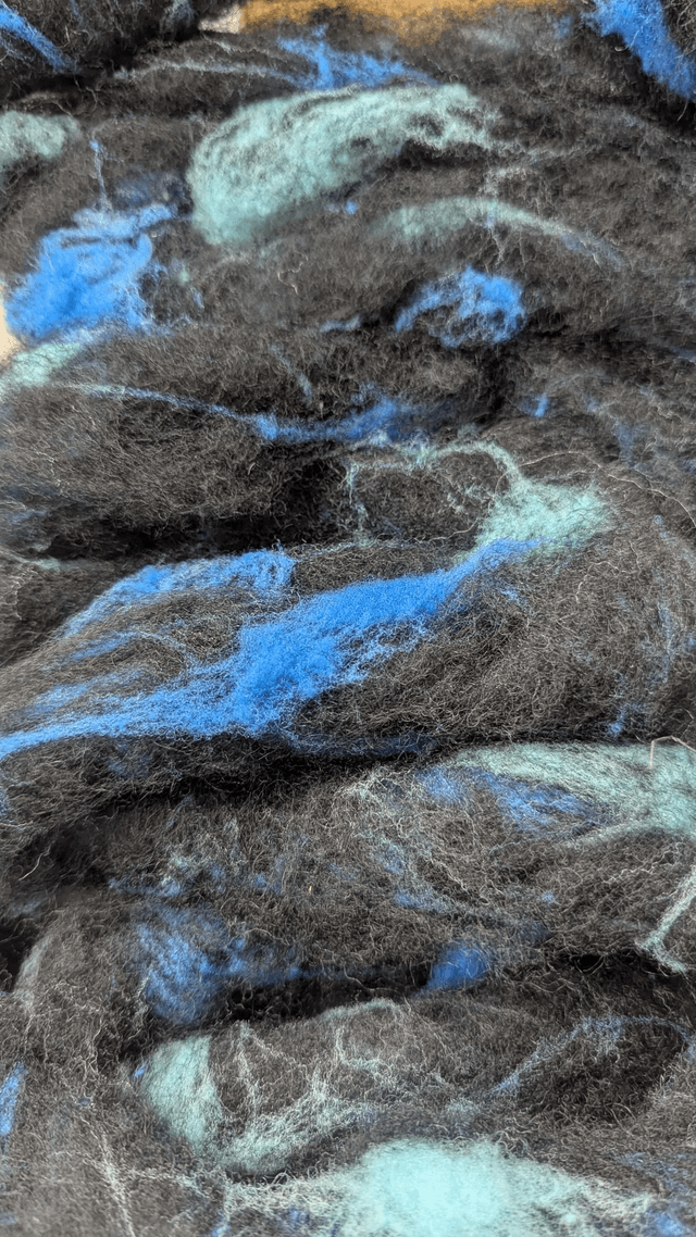 Mitaines en laine française bleu filée à la main
