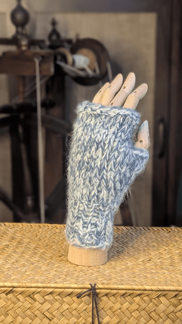 Mitaines en laine Bleu et beige