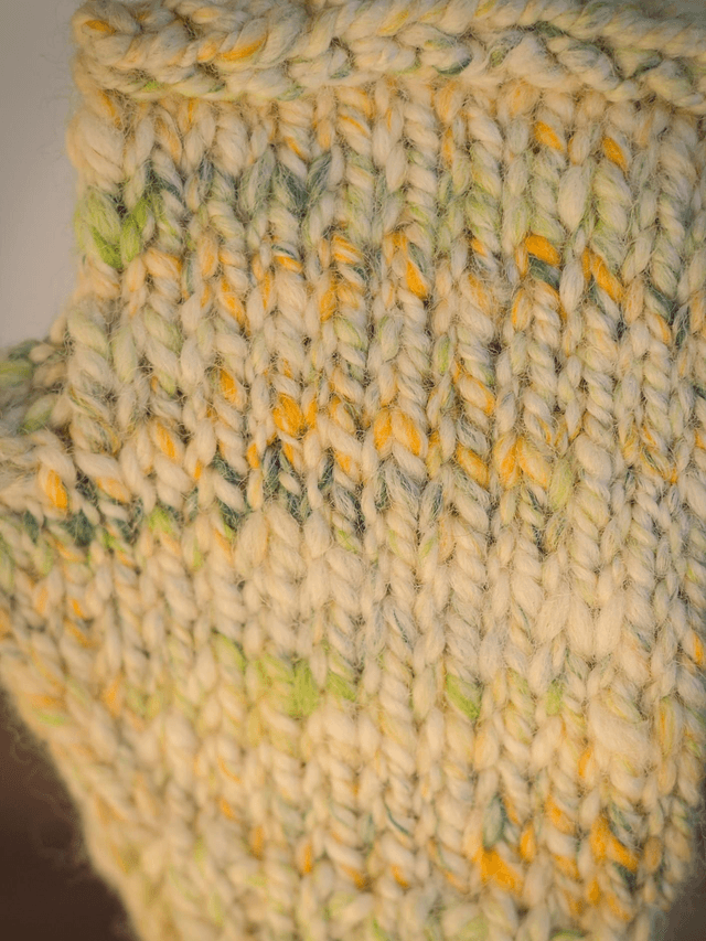 Mitaine en laine pure mérinos filée à la main Beige vert jaune