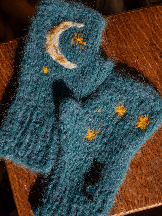 Mitaines Tatouées - Chat sous la lune
