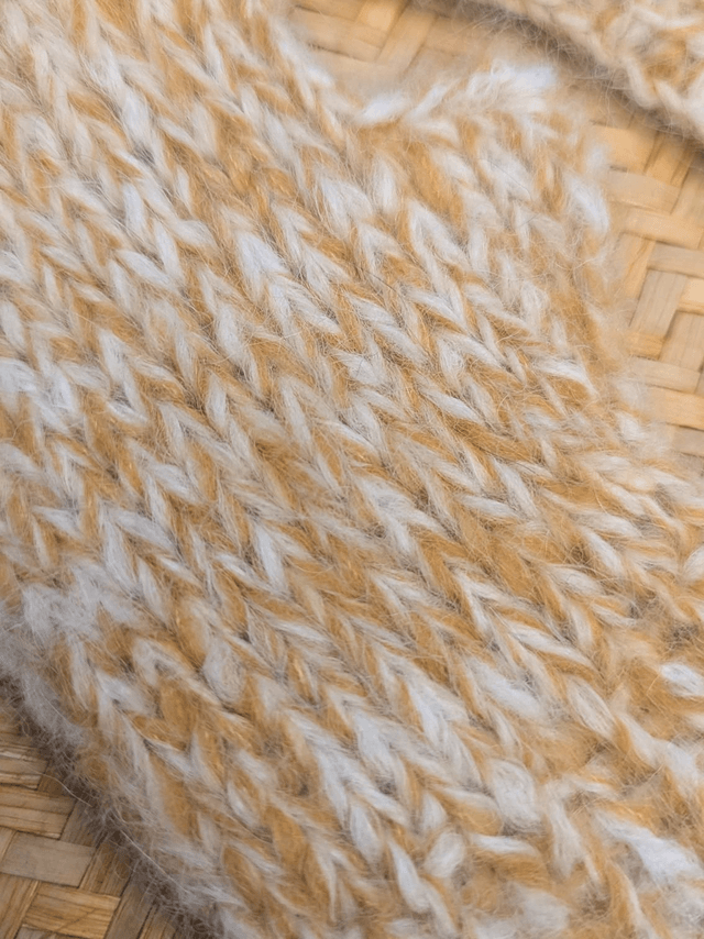Mitaines en laine beige et jaune