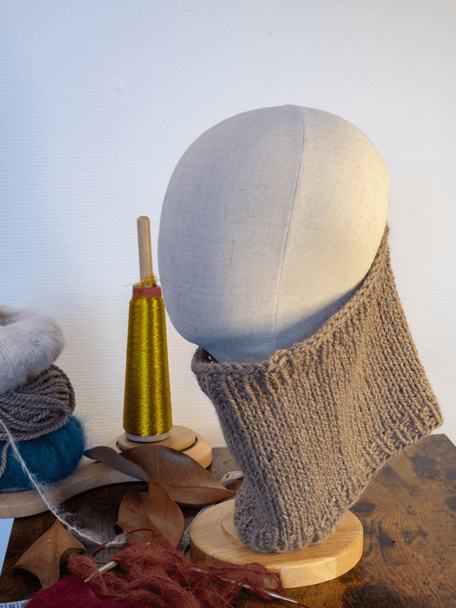 tour de cou - snood beige en laine  mouton et alpaga 